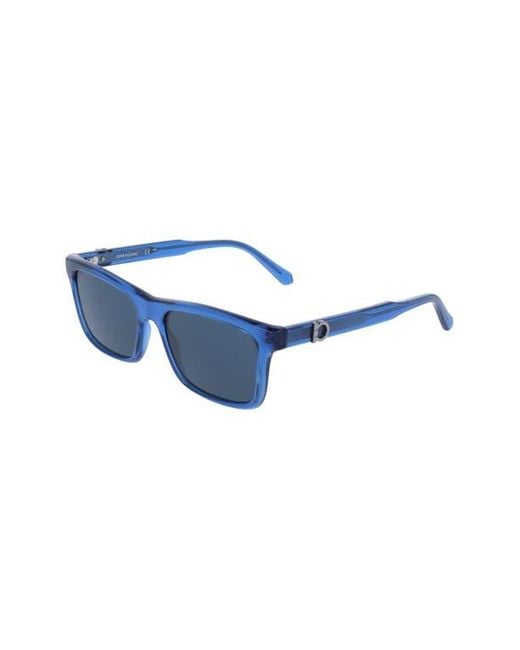 Ferragamo Blue 55Mm Rectangular Sunglasses for men