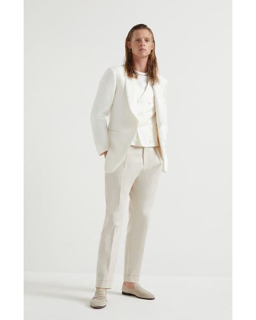 Brunello Cucinelli White Tuxedo Jacket for men