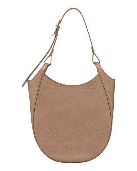 Longchamp Brown Large Le Foulonne Leather Hobo Bag