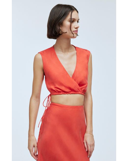Madewell Red Modular Sleeveless Cupro Blend Maxi Dress