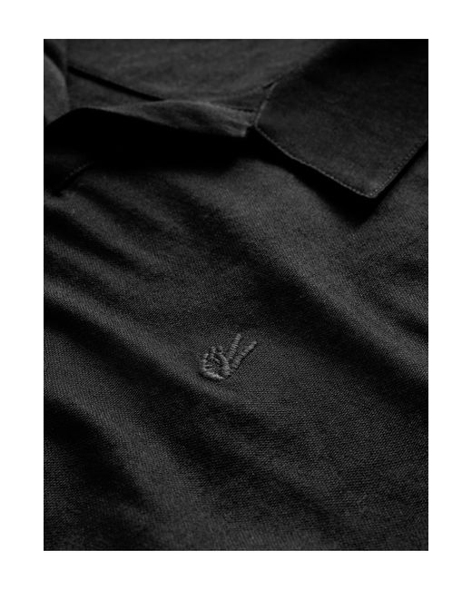 John Varvatos Black Leroy Johnny Collar Solid Piqué Polo for men