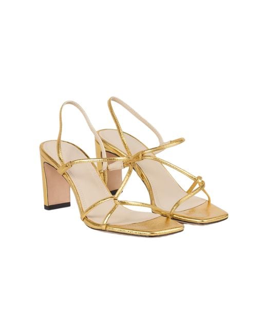 Sandro Metallic Embossed Leather Sandals
