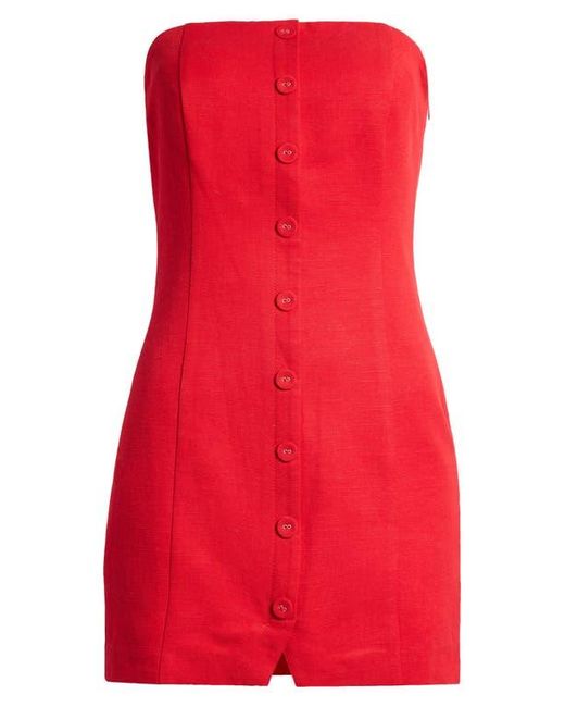 Endless Rose Red Strapless Linen Blend Minidress