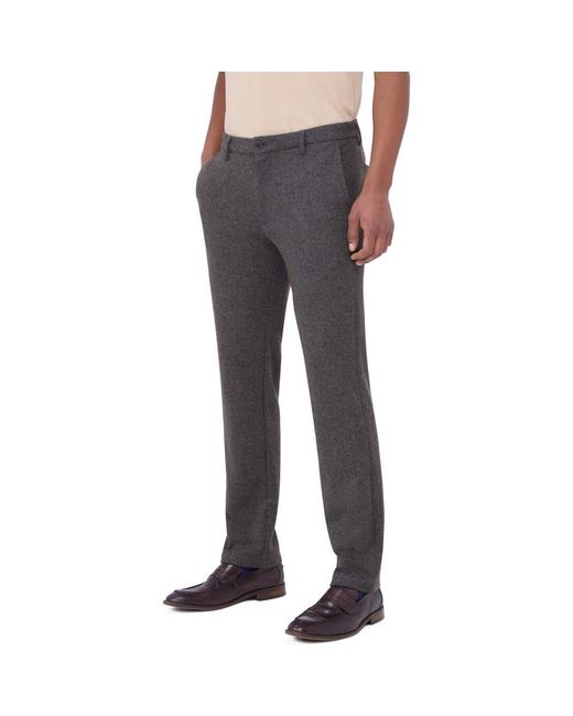 Bugatchi Blue Flat Front Wool & Cotton Blend Chino Pants for men