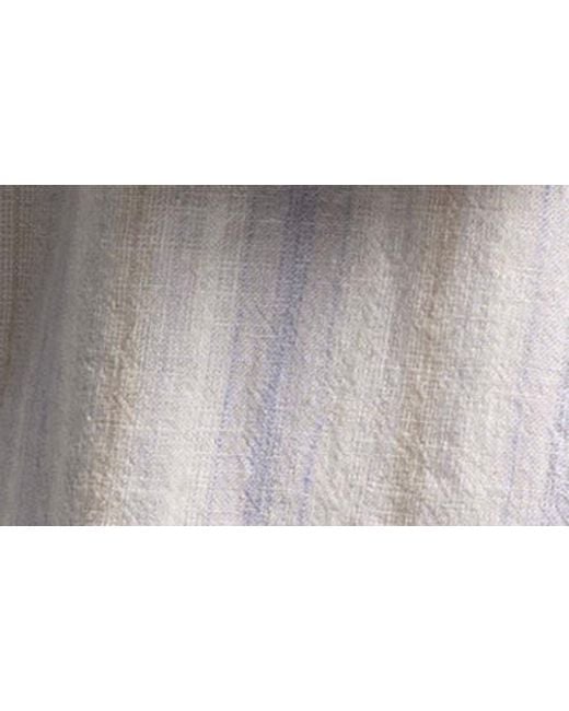 Thread & Supply White Sydney Stripe Short Sleeves Linen Blend Button-Up Shirt