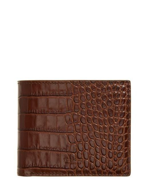 Tom Ford Brown Embossed Classic Bifold Wallet for men