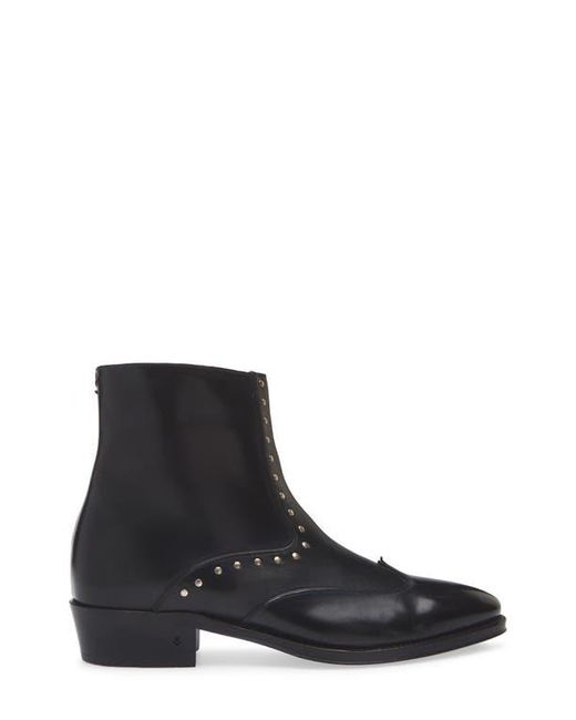 John Varvatos Black Ludlow Stud Wingtip Zip Boot for men