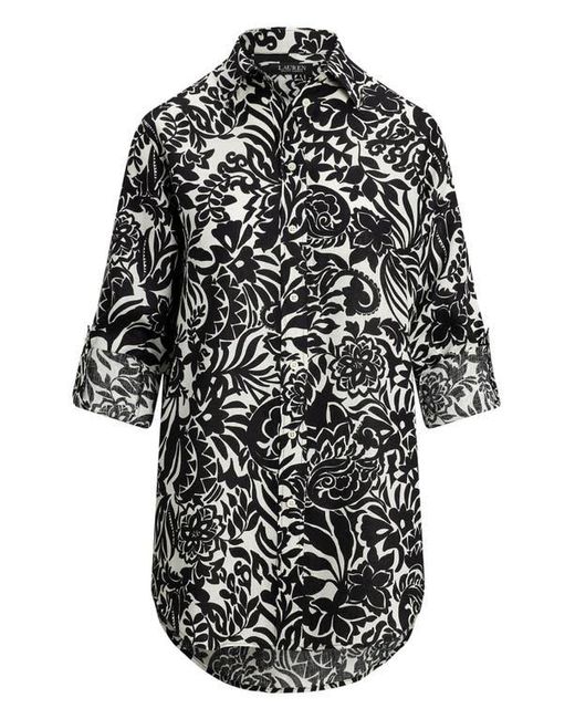 Ralph Lauren Black Floral Linen Button-Up Shirt