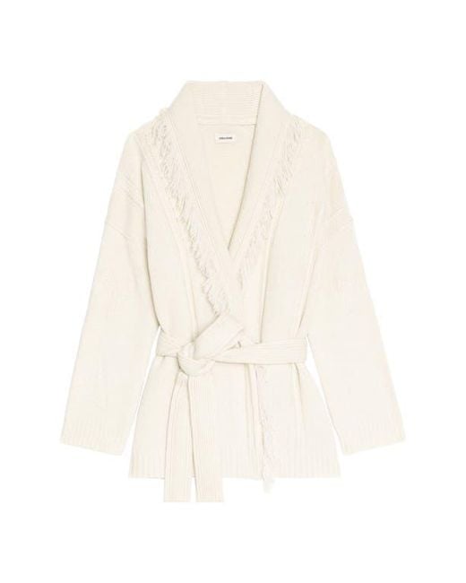 Zadig & Voltaire Natural Wool & Cashmere Wrap Cardigan