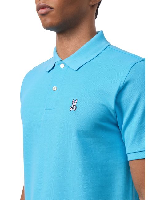 Psycho Bunny Blue Classic Solid Piqué Polo for men