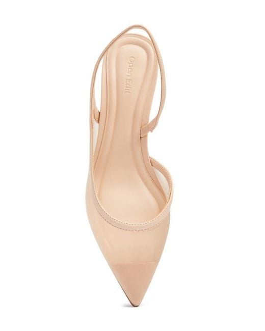 Open Edit Pink Corina Half D'Orsay Kitten Heel Slingback Pump