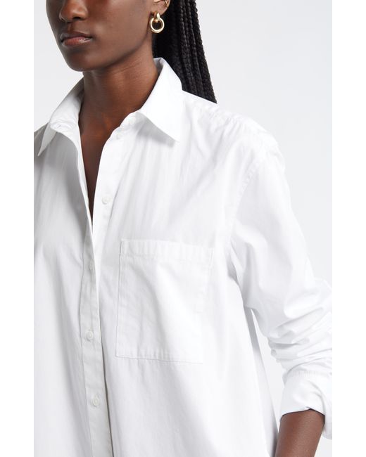 Nordstrom White Long Sleeve High-low Shirtdress