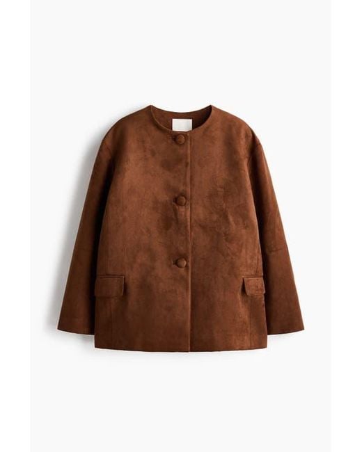 H&M Brown Collarless Jacket