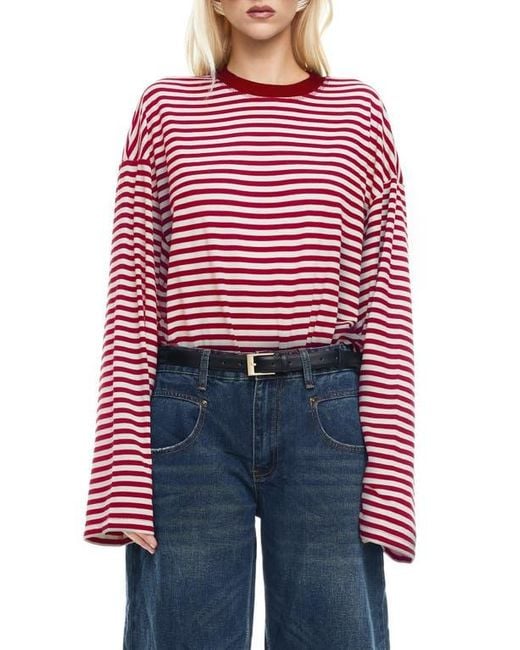 Lioness Red Bloom Stripe Top