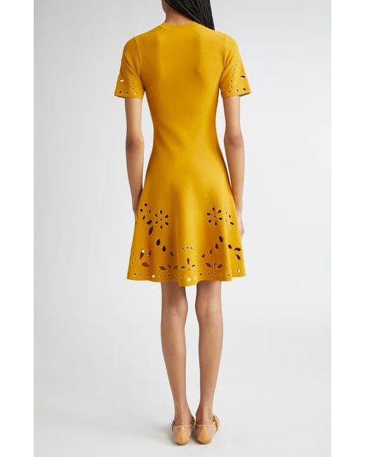 Ulla Johnson Yellow Fanna Eyelet Detail Knit Minidress