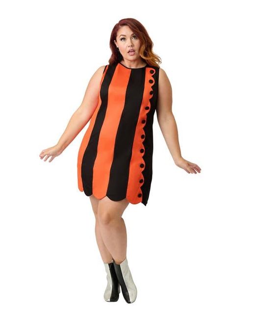 Smak Parlour Orange Plus Size Stripe Scallop Mini Dress