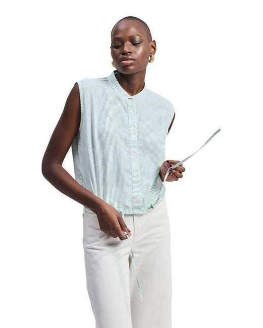 REISTOR Blue Button-Down With Lace Shirt