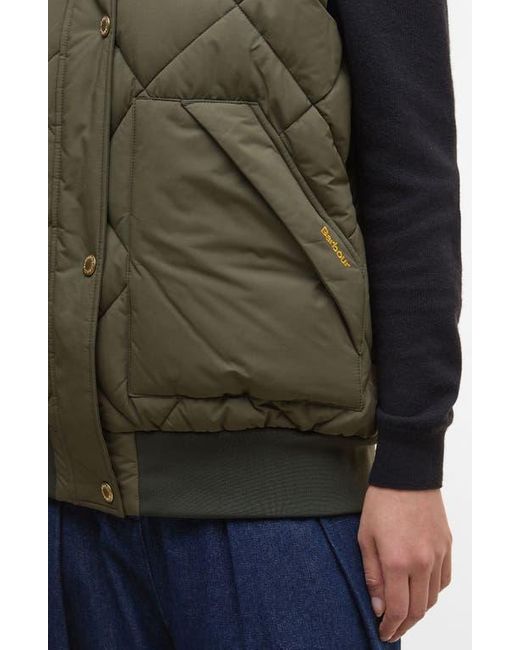 Barbour Green Becky Diamond Quilted Puffer Vest
