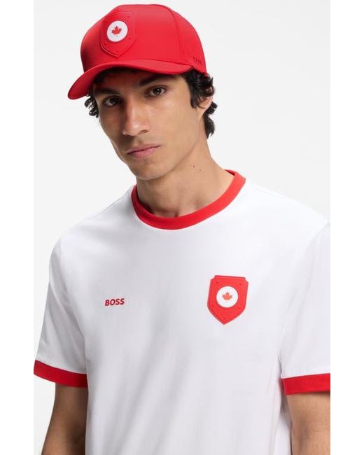 Boss Red Poulin Lux Flag Patch Adjustable Baseball Cap for men