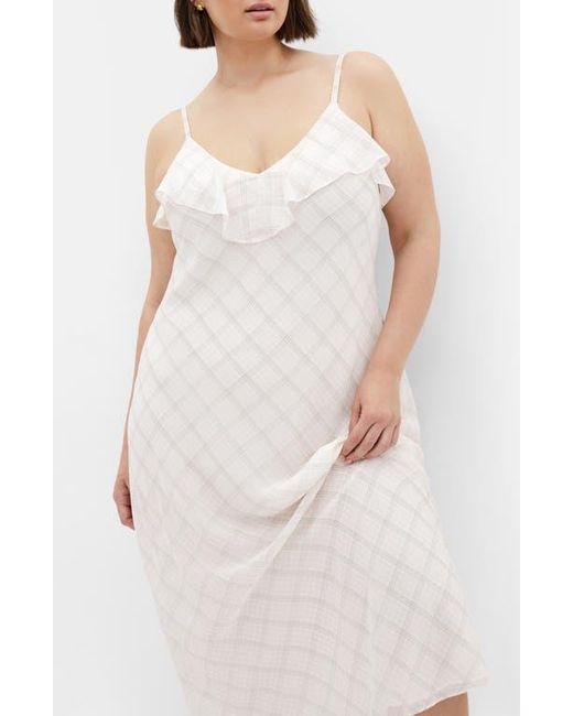 City Chic White Ria Ruffle Neck Slipdress