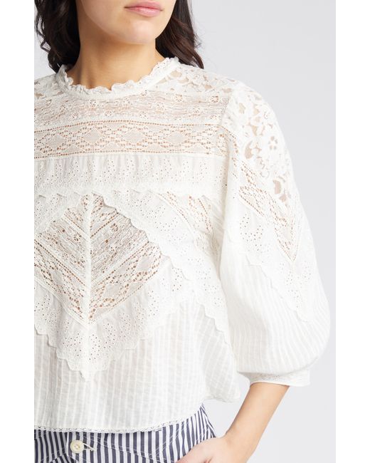 The Great White The Verona Lace Detail Cotton Top