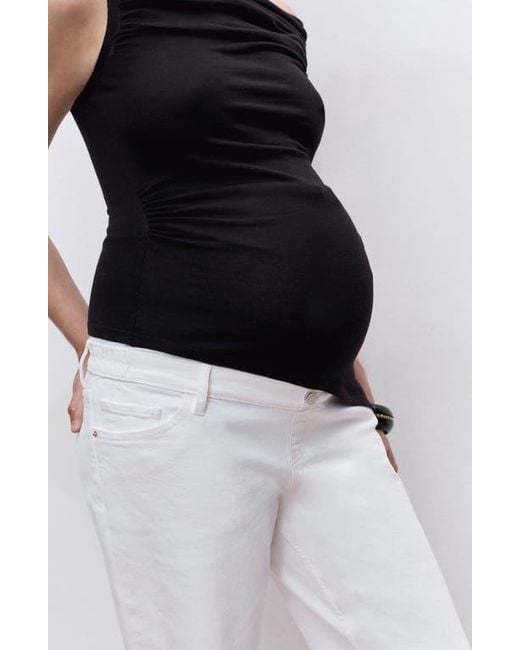 Mango White Over The Bump Ankle Straight Leg Maternity Jeans