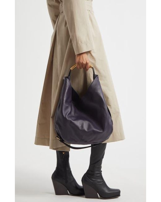 Moschino Blue Handle Me Leather Hobo Bag