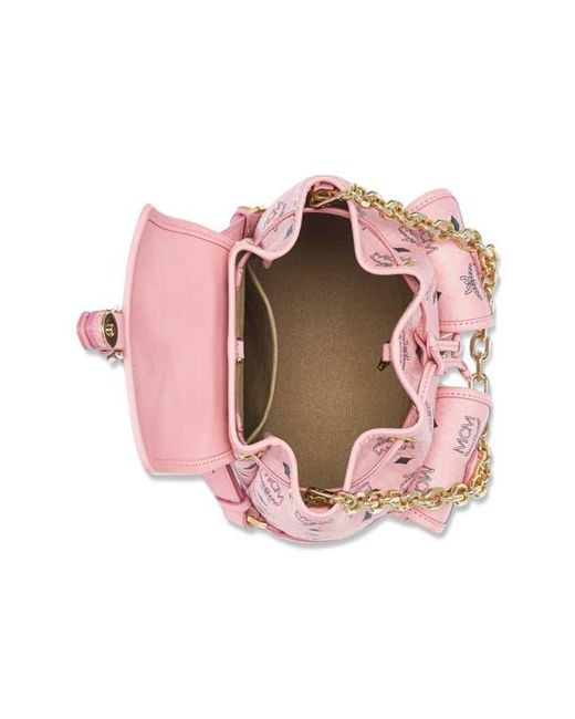 MCM Pink Mini Aren Drawstring Backpack