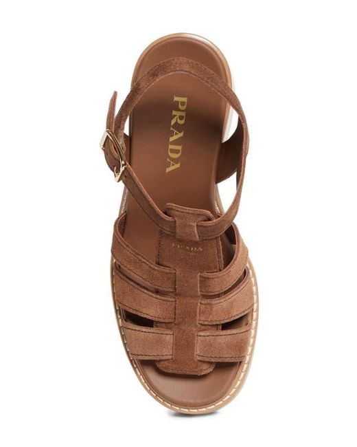 Prada Brown Stride Platform Sandal