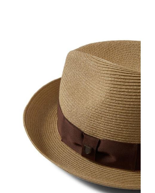 Brixton Brown Horton Packable Straw Fedora for men