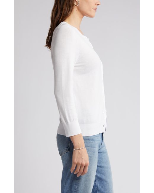 Caslon White Caslon(r) Crewneck Cardigan