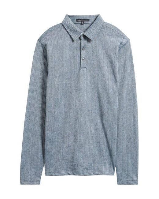 Robert Barakett Blue Monolif Stripe Long Sleeve Polo for men
