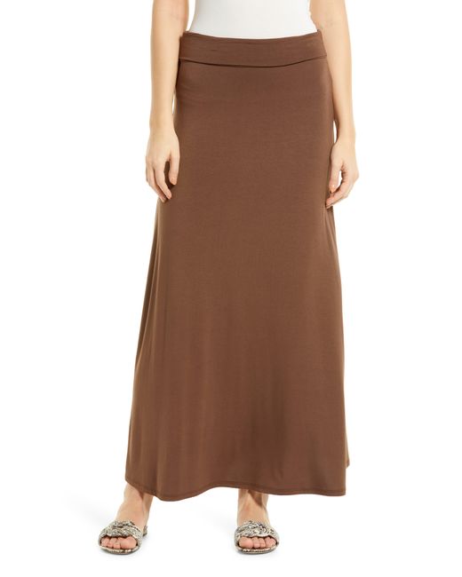 Loveappella Brown Roll Top Maxi Skirt