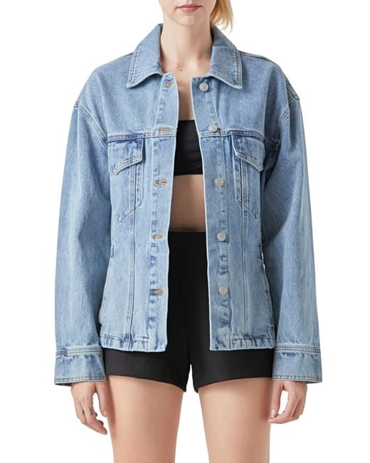 Grey Lab Blue Fitted Denim Jacket