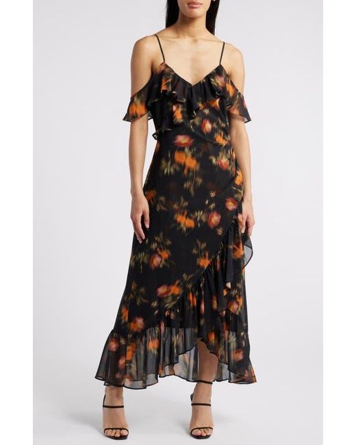 Chelsea28 Cold Shoulder Ruffle Dress in Black Lyst