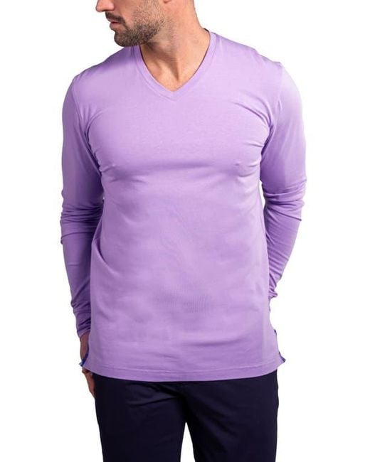 Maceoo Purple Edison Ascension V-Neck Long Sleeve T-Shirt for men