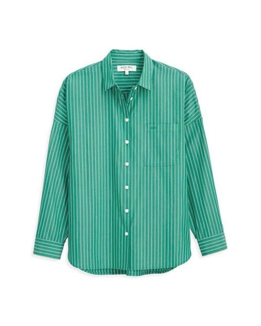 Alex Mill Green Jo Stripe Oversize Cotton Button-Up Shirt