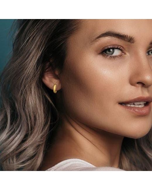 Julianna B Metallic Huggie Hoop Earrings Brushed Finish 14K