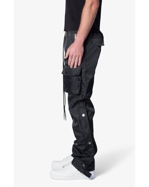 MNML Black Side Snap Nylon Cargo Pants for men