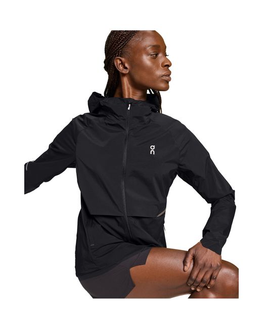 On Shoes Black Core Hooded Packable Running Jacket