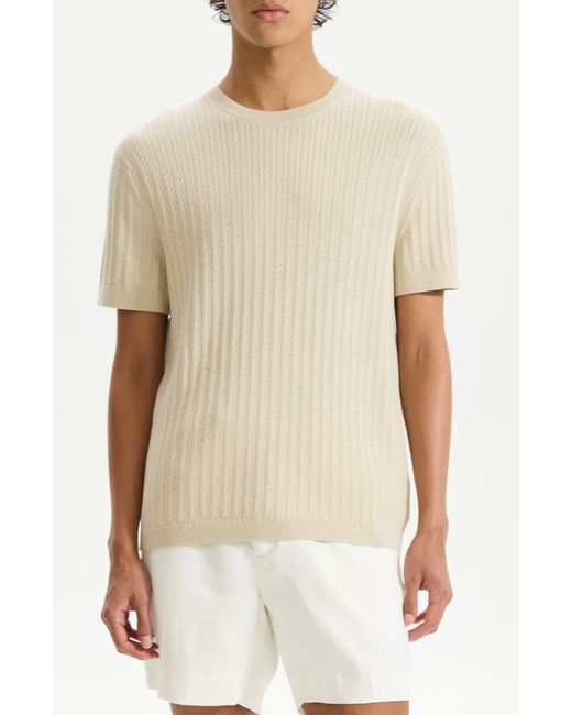 Theory Natural Cable Short Sleeve Cotton Blend Sweater for men