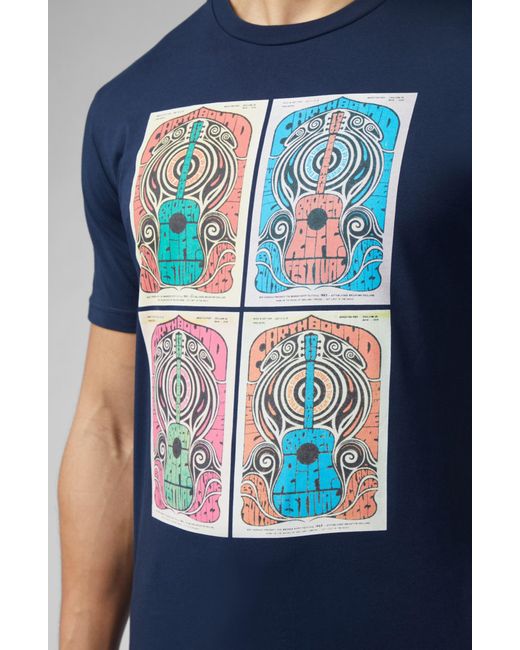 Ben Sherman Blue Guitar Festival Poster Graphic T-shirt for men