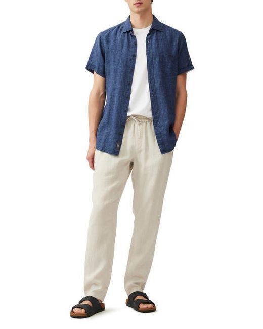 Rodd & Gunn Blue Palm Beach Sports Fit Short Sleeve Linen Button-Up Shirt for men