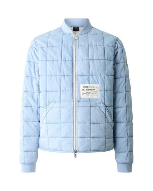 Moose Knuckles Blue Transit Down Denim Liner Bomber Jacket for men