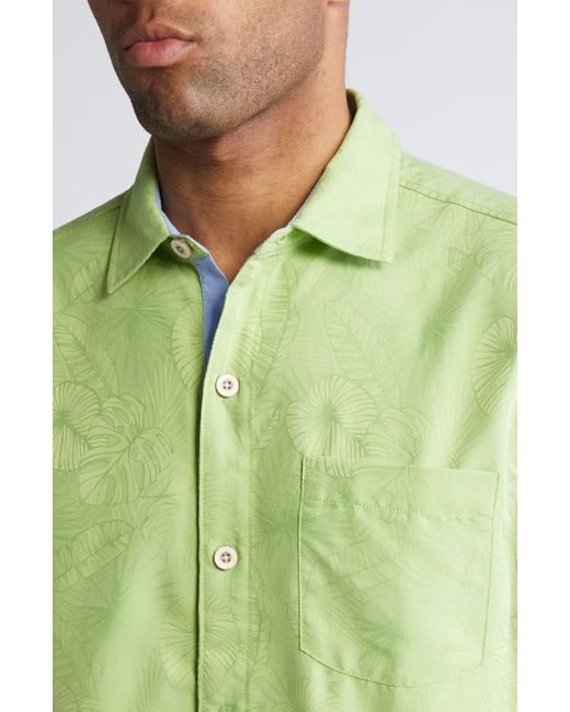 Tommy Bahama Yellow Coconut Point Keep It Frondly Islandzone Short Sleeve Performance Button-up Shirt for men
