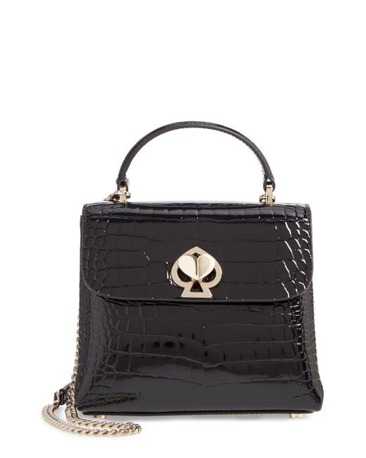 Kate Spade Black Romy Croc-embossed Leather Top Handle Bag