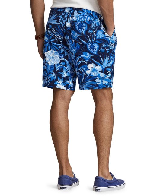 Polo Ralph Lauren Blue Floral Stretch Terry Cloth Shorts for men