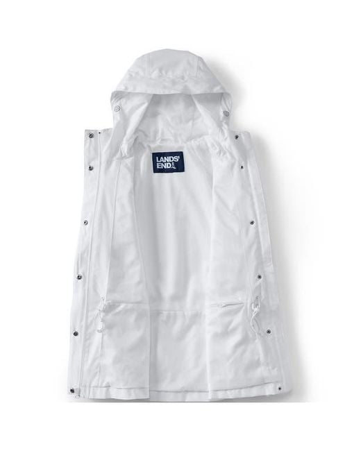 Lands' End White Plus Size Squall Packable Rain Jacket