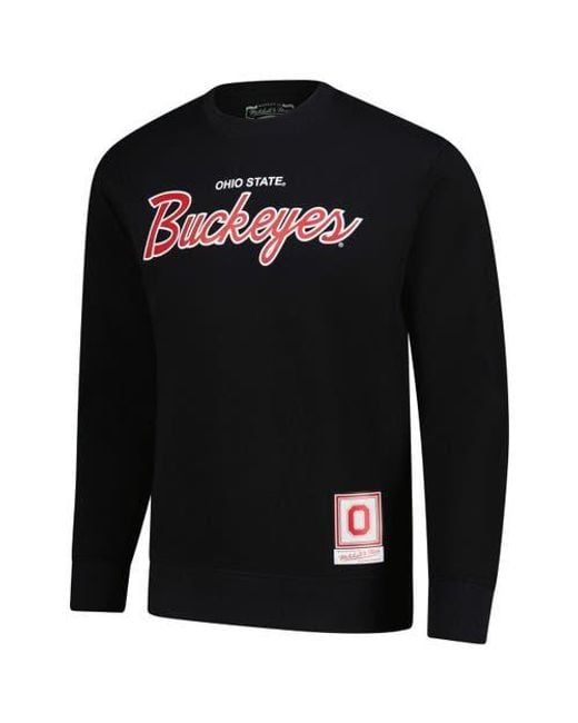 Mitchell & Ness Black Ohio State Buckeyes Elite Script Pullover Sweatshirt for men