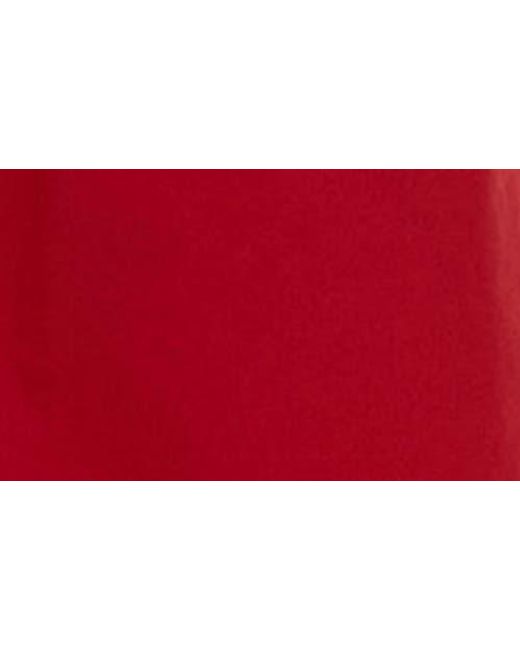 TOPSHOP Red Ruched Cotton Poplin Midi Dress